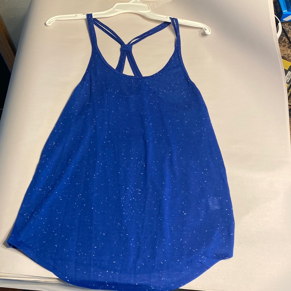 Blue with white dots athletic tank top